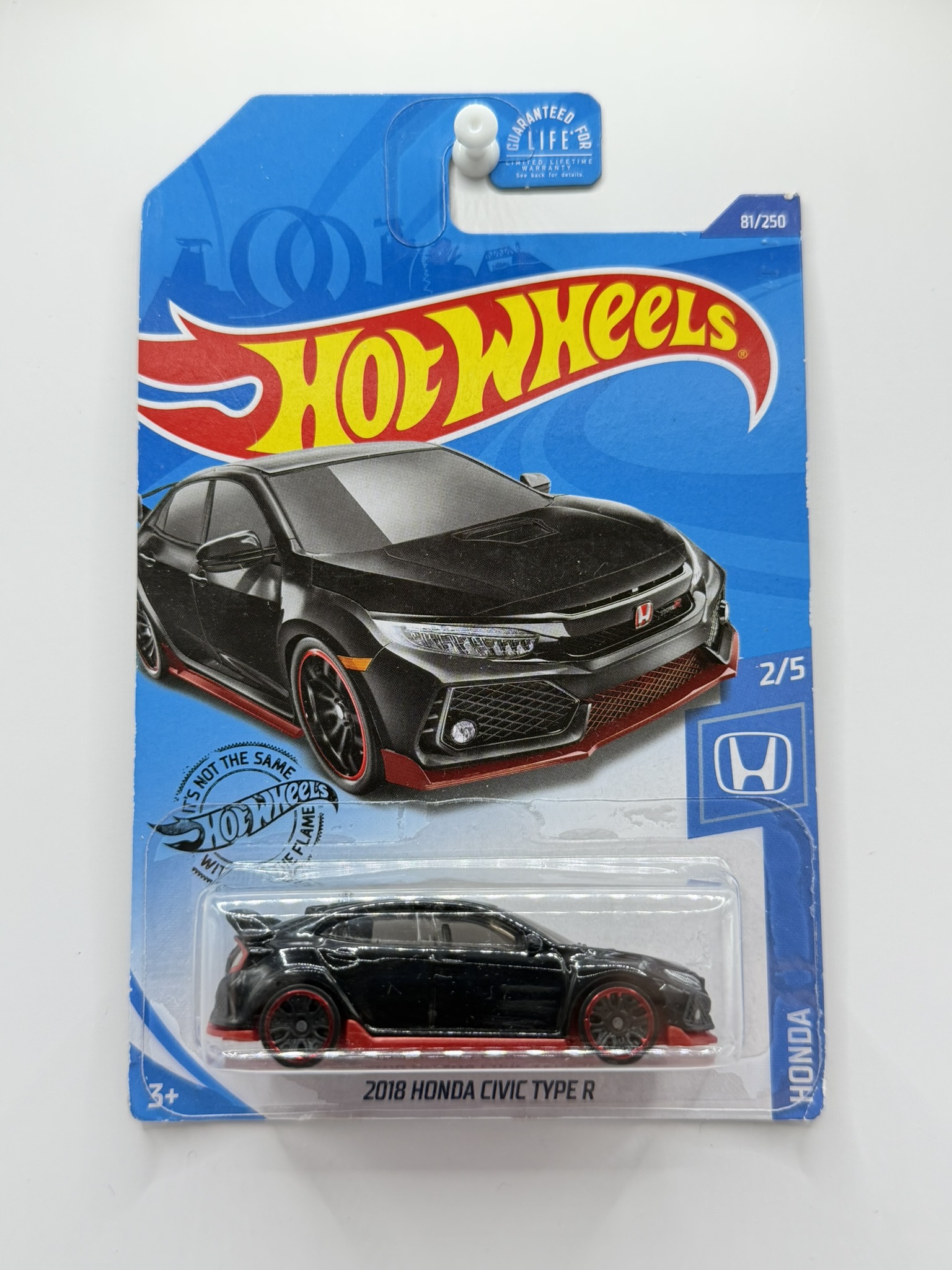 Hot Wheels 2018 Honda Civic Type R Black - POŠKOZENÁ KARTA