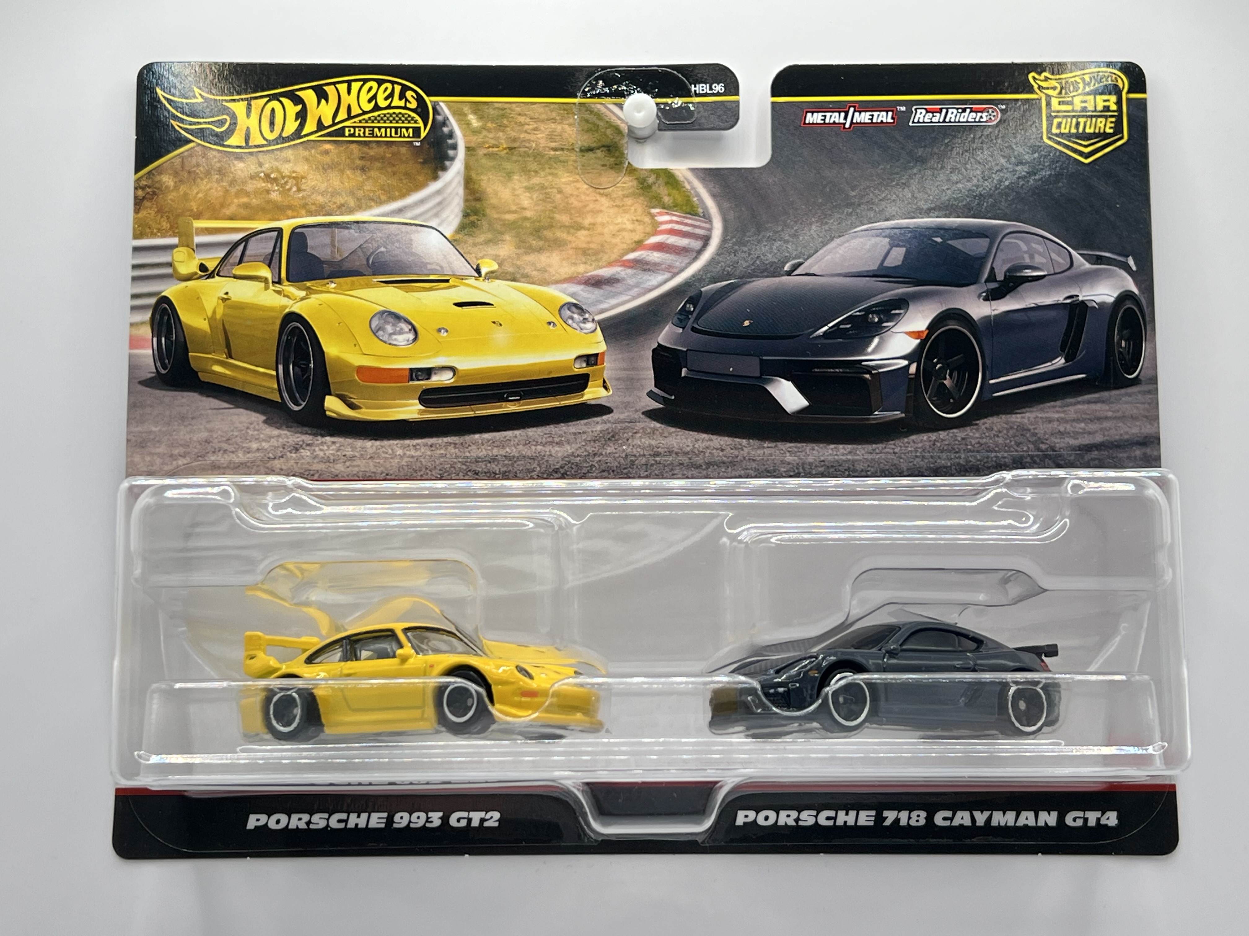 Hot Wheels Premium 2-Pack Porsche 993 GT2, Porsche 718 Cayman GT4