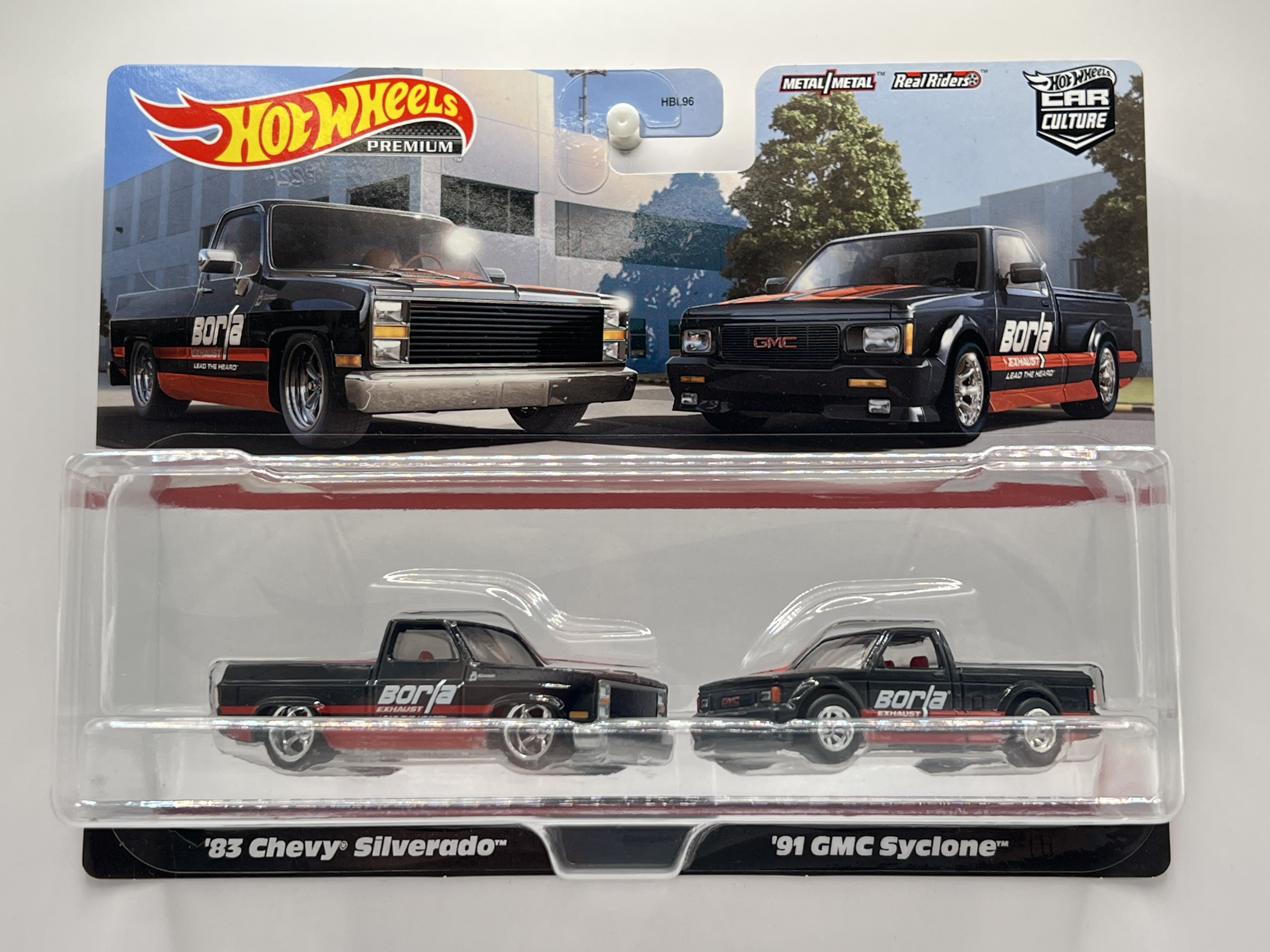 Hot Wheels Premium 2-Pack '83 Chevy Silverado, '91 GMC Syclone BORLA