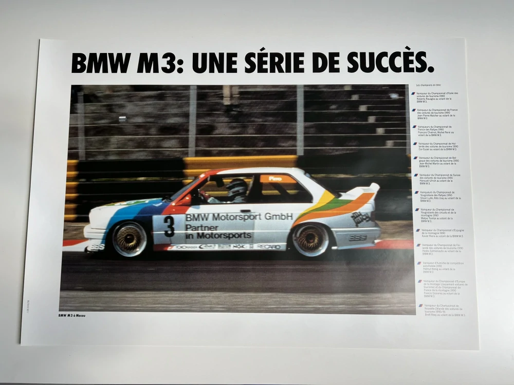 ORIGINÁL DOBOVÝ PLAKÁT BMW E30 M3 DTM - FORMÁT A1