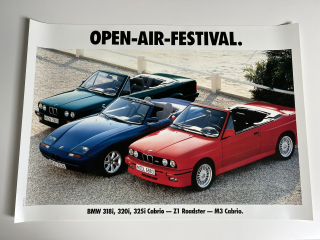 ORIGINÁL DOBOVÝ PLAKÁT BMW E30 CABRIO & BMW Z1 ROADSTER - FORMÁT A1