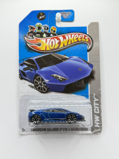 Hot Wheels Lamborghini Gallardo LP 570-4 Superleggera Blue - POMAČKANÁ KARTA