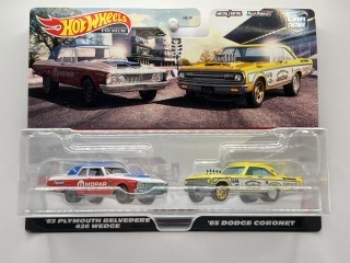 Hot Wheels Premium 2-Pack '63 Plymouth Belverde 426 Wedge, '65 Dodge Cornet